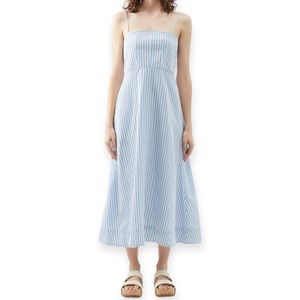 La Ligne Tie-back striped twill midi dress